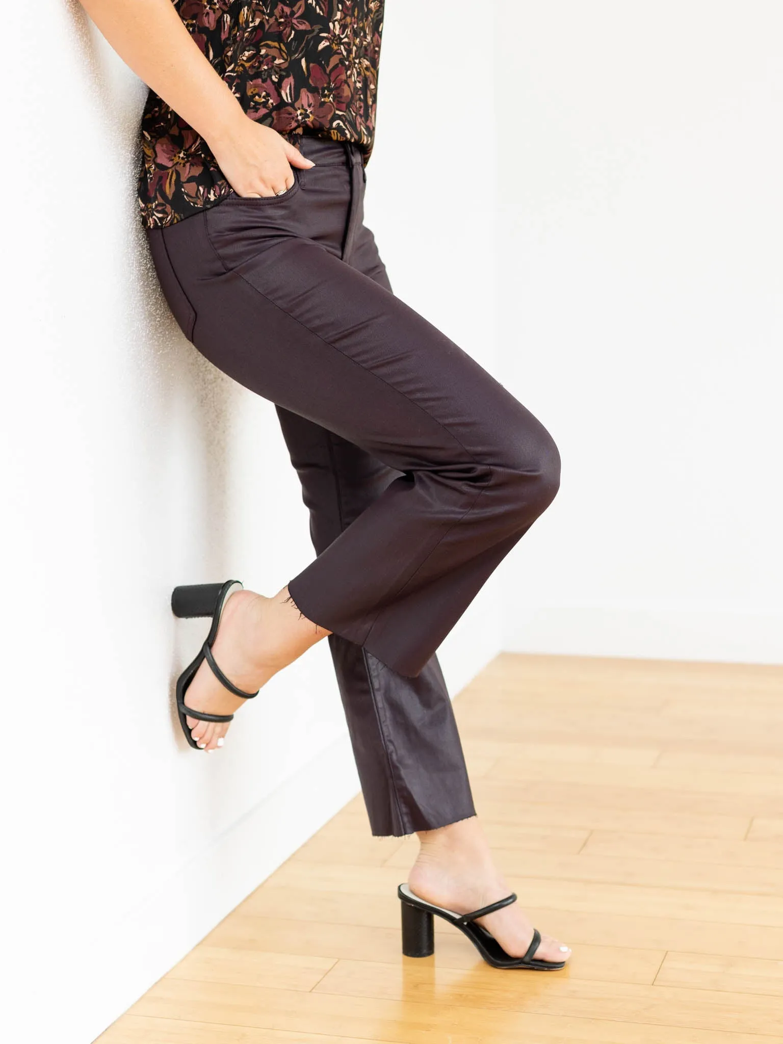KUT Sangria Coated Kelsey High Rise Ankle Flare