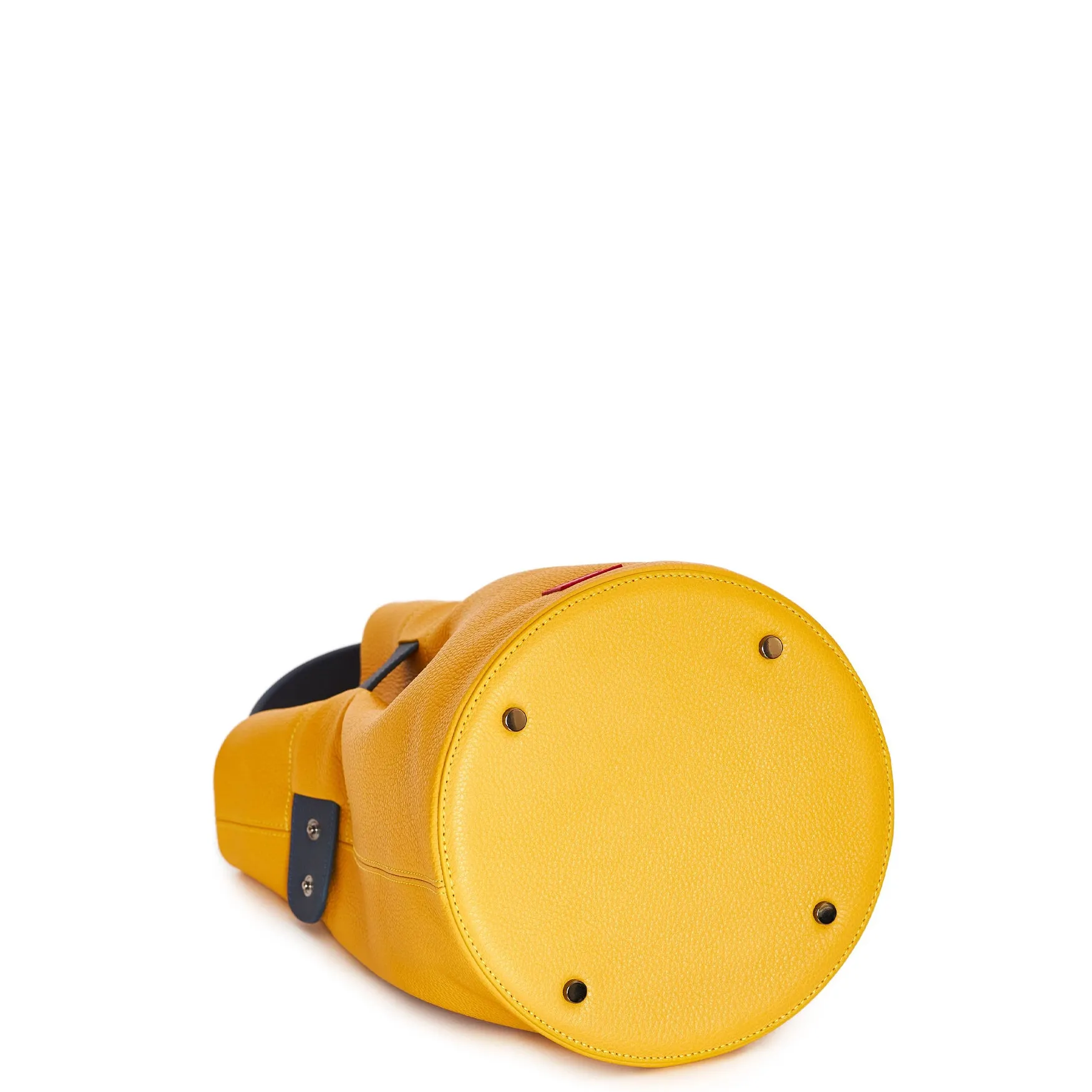 la bourse belted leather bucket bag - shady maize