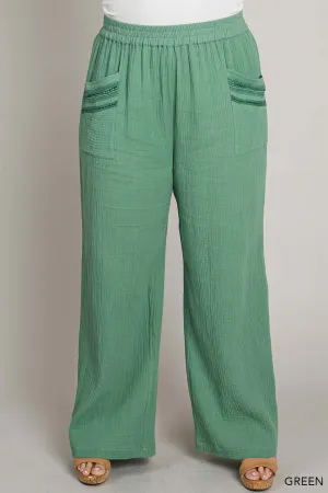 Lace Trimmed Pocket Pants
