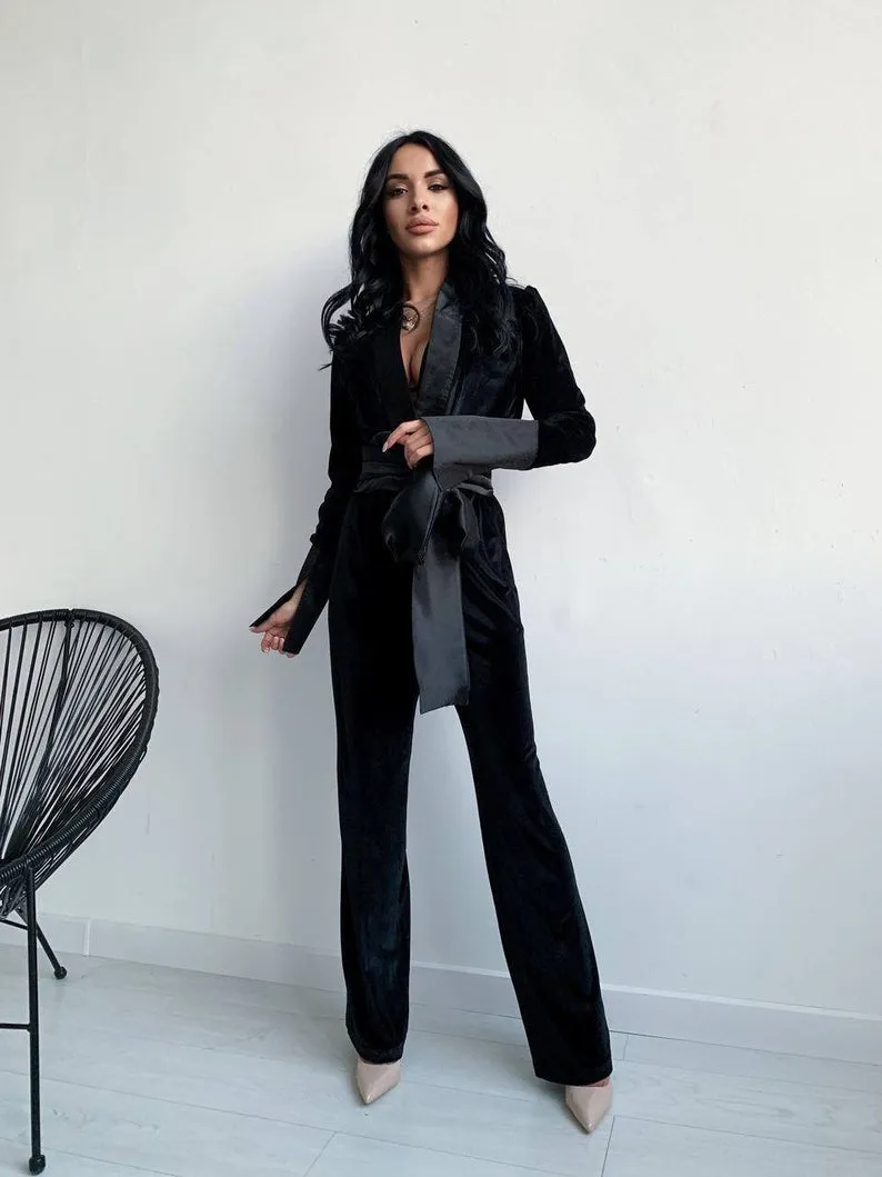 Lace Up Suits Patchwork Office Lady  Casual Jacket