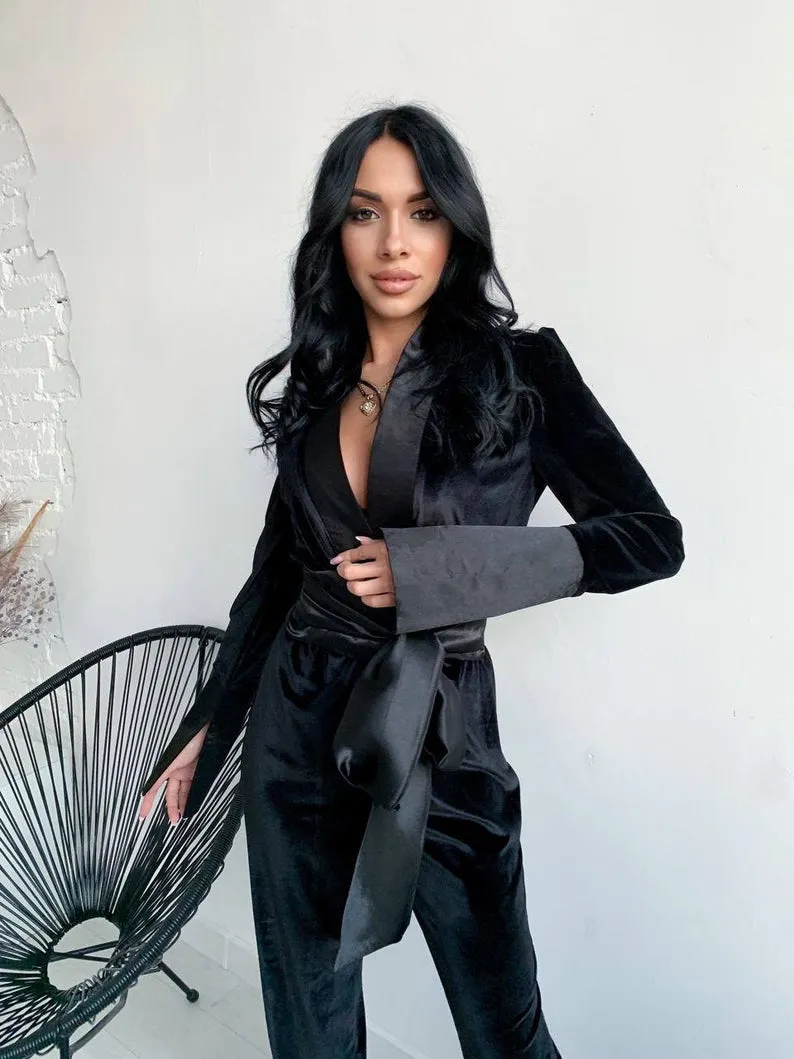 Lace Up Suits Patchwork Office Lady  Casual Jacket
