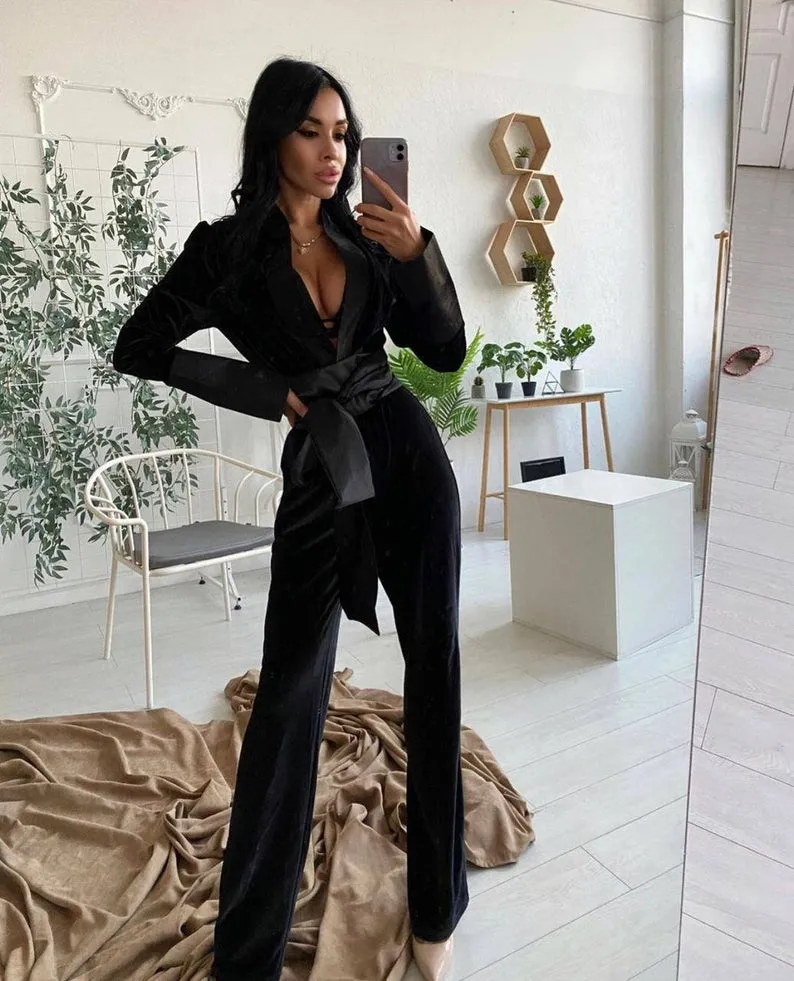 Lace Up Suits Patchwork Office Lady  Casual Jacket