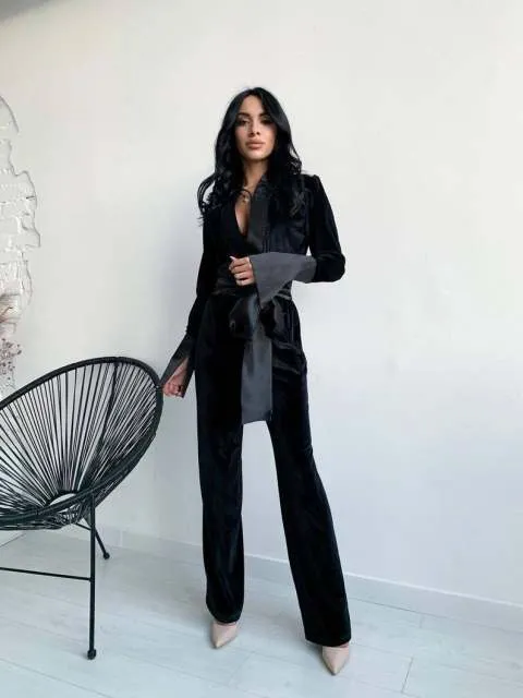 Lace Up Suits Patchwork Office Lady  Casual Jacket