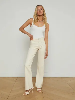 L'AGENCE - Clayton High Rise Wide Leg in French Vanilla Coated