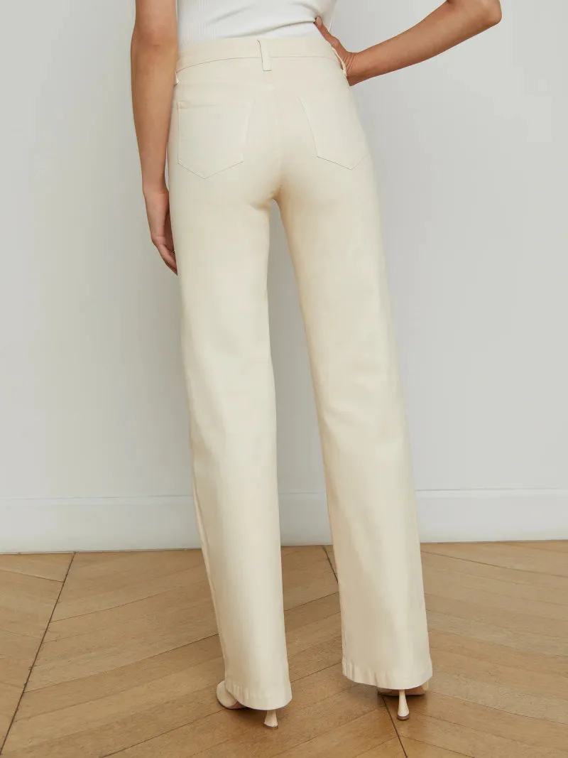 L'AGENCE - Clayton High Rise Wide Leg in French Vanilla Coated