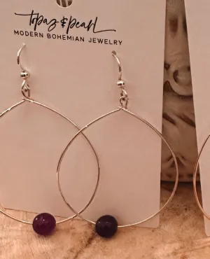 Large Bead Hoops Earrings Orchid Purple