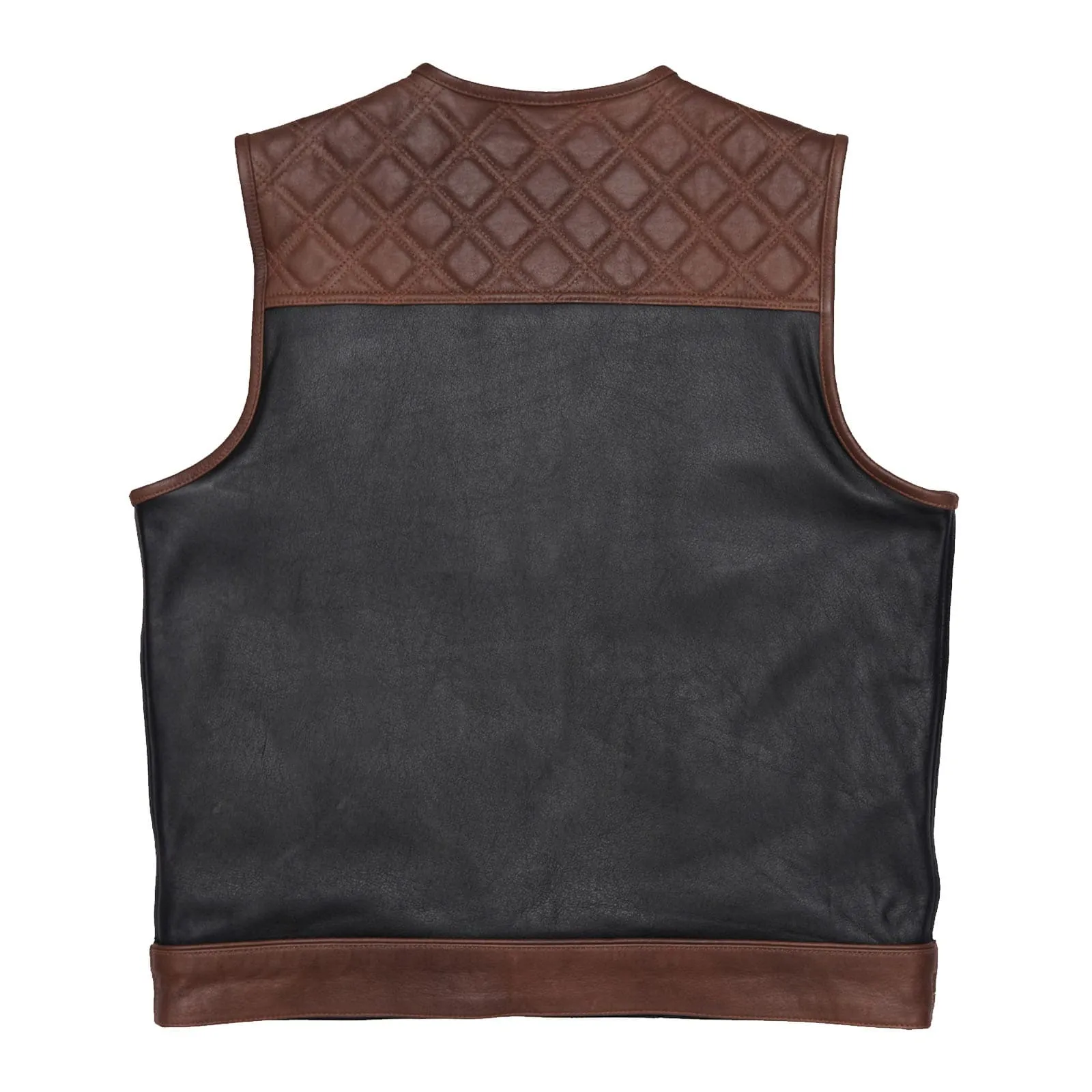 Leatherick Brown Diamond Stitch Custom Biker Vest
