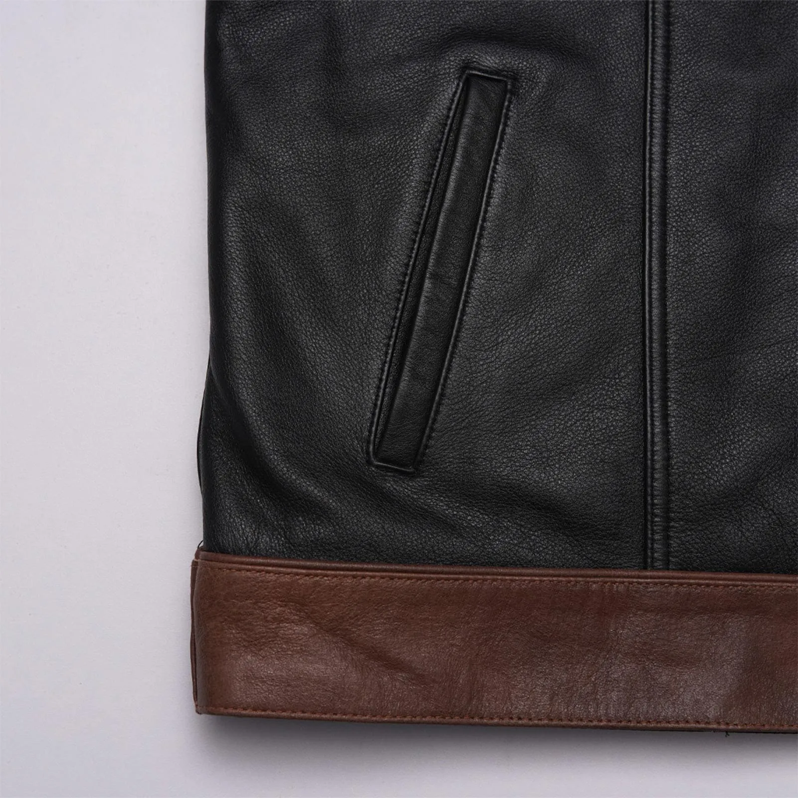 Leatherick Brown Diamond Stitch Custom Biker Vest