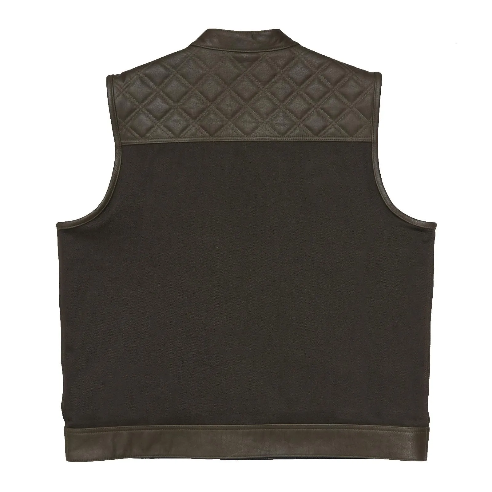 Leatherick Collared Diamond Stitch Custom Leather Vest