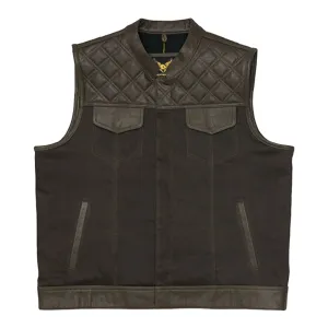 Leatherick Collared Diamond Stitch Custom Leather Vest