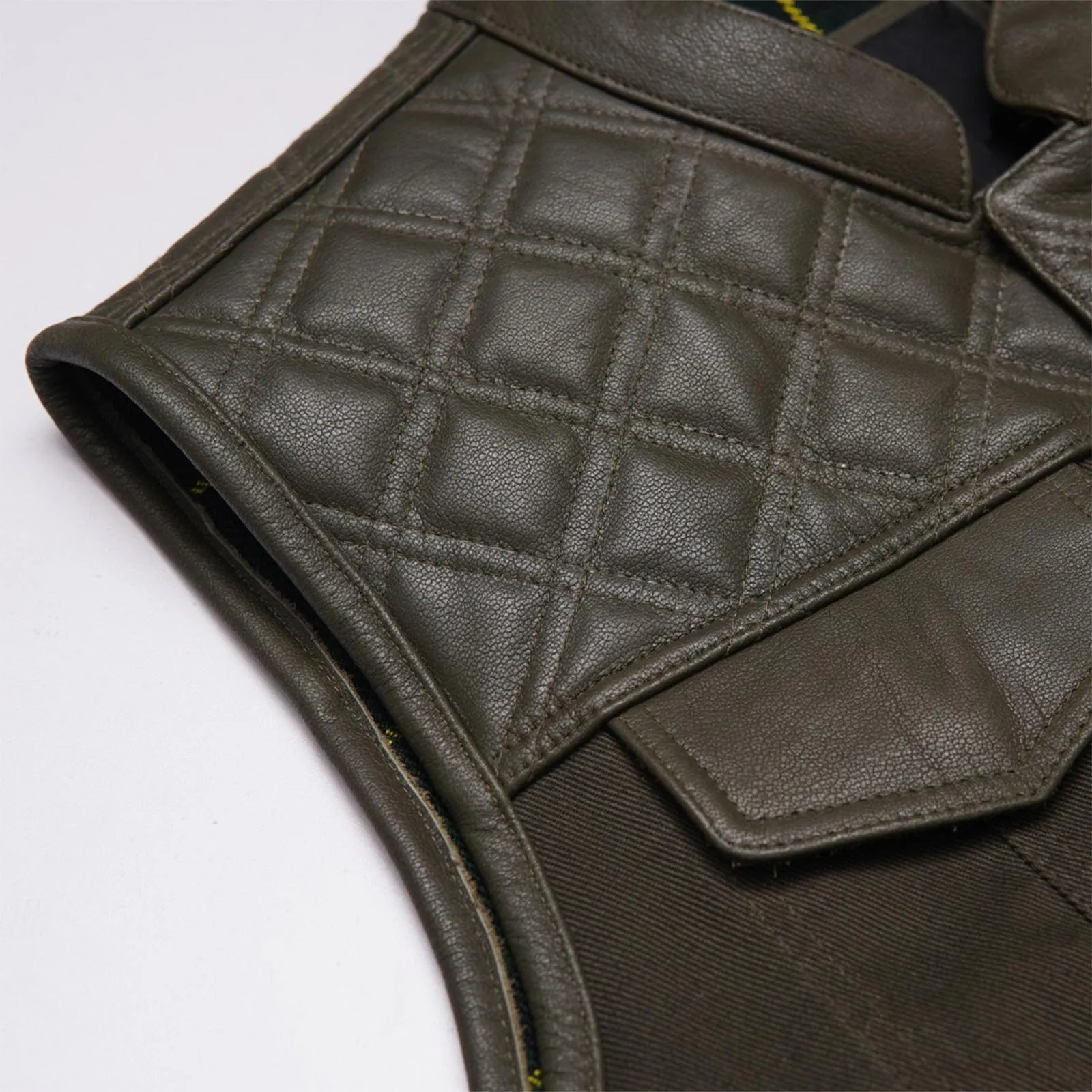 Leatherick Collared Diamond Stitch Custom Leather Vest