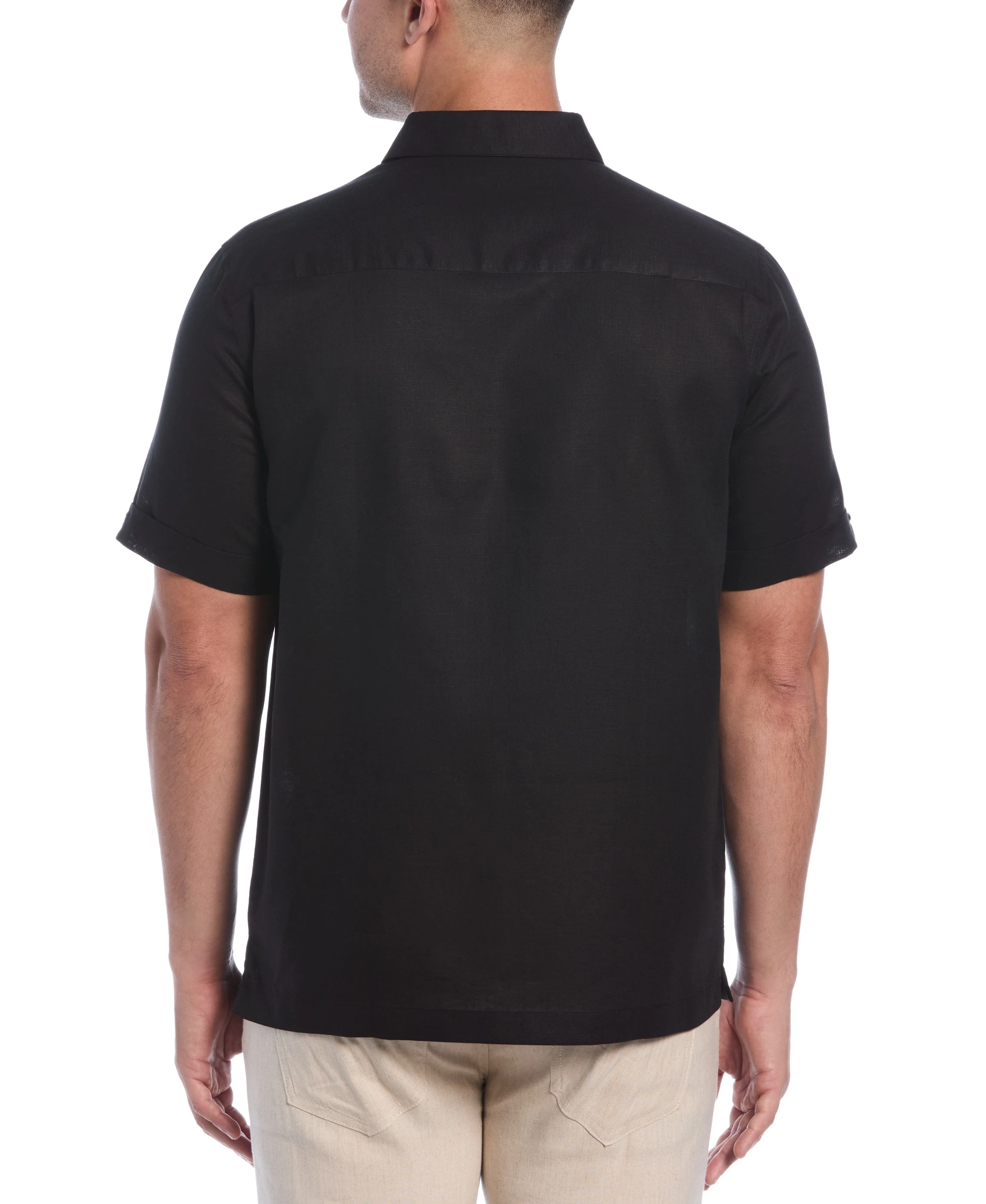 Linen Blend Embroidered Panel Shirt