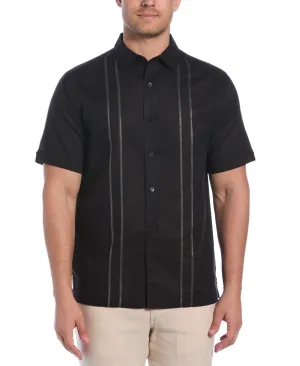 Linen Blend Embroidered Panel Shirt