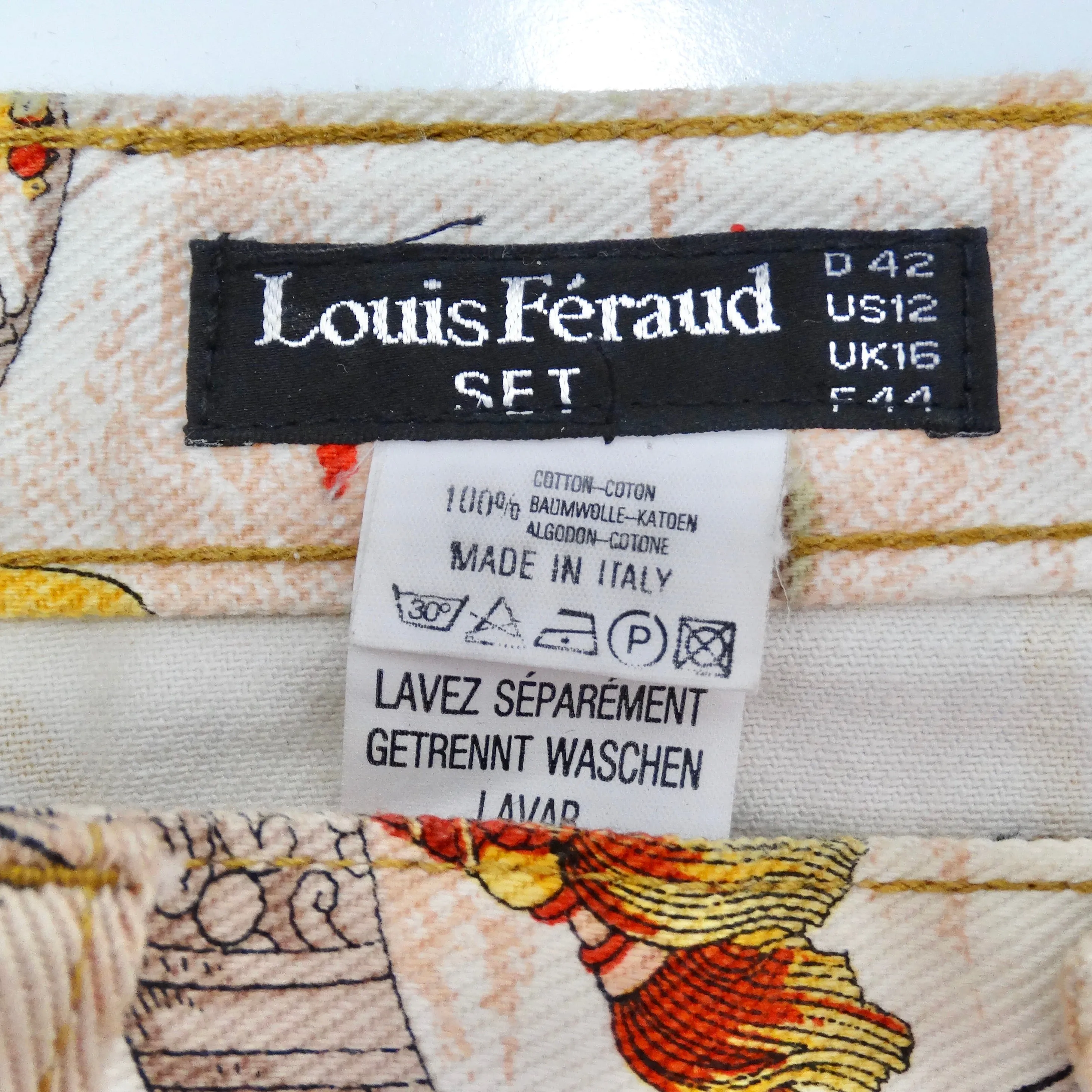 Louis Feraud 1980s Western Motif Print Blazer & Jeans Set