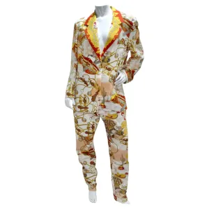 Louis Feraud 1980s Western Motif Print Blazer & Jeans Set