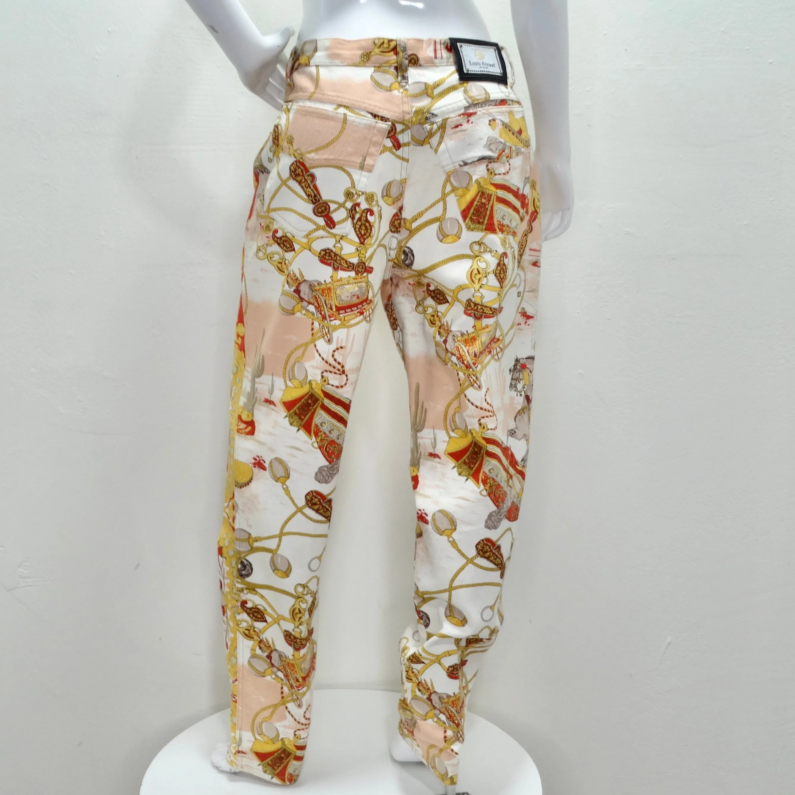 Louis Feraud 1980s Western Motif Print Blazer & Jeans Set