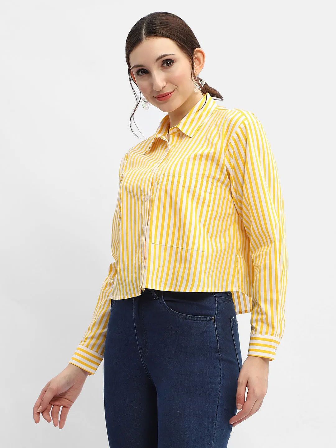 Madame Striped Yellow Regular Shirt