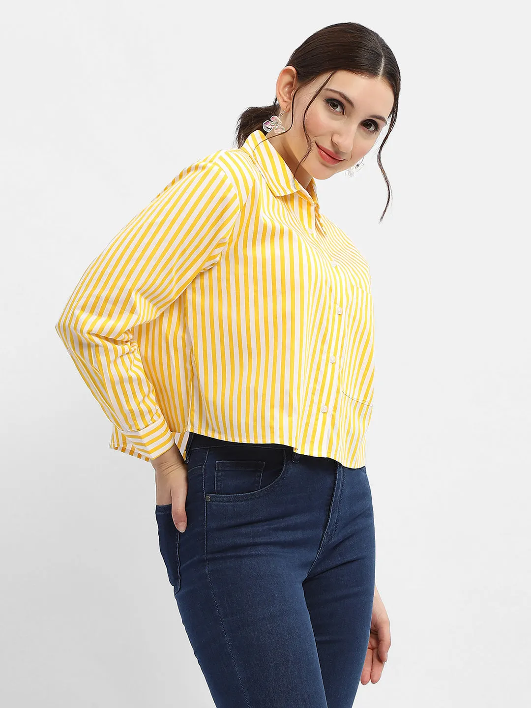 Madame Striped Yellow Regular Shirt