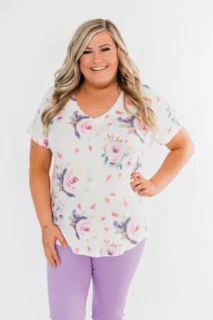 Make It Special Floral V-Neck Top- White