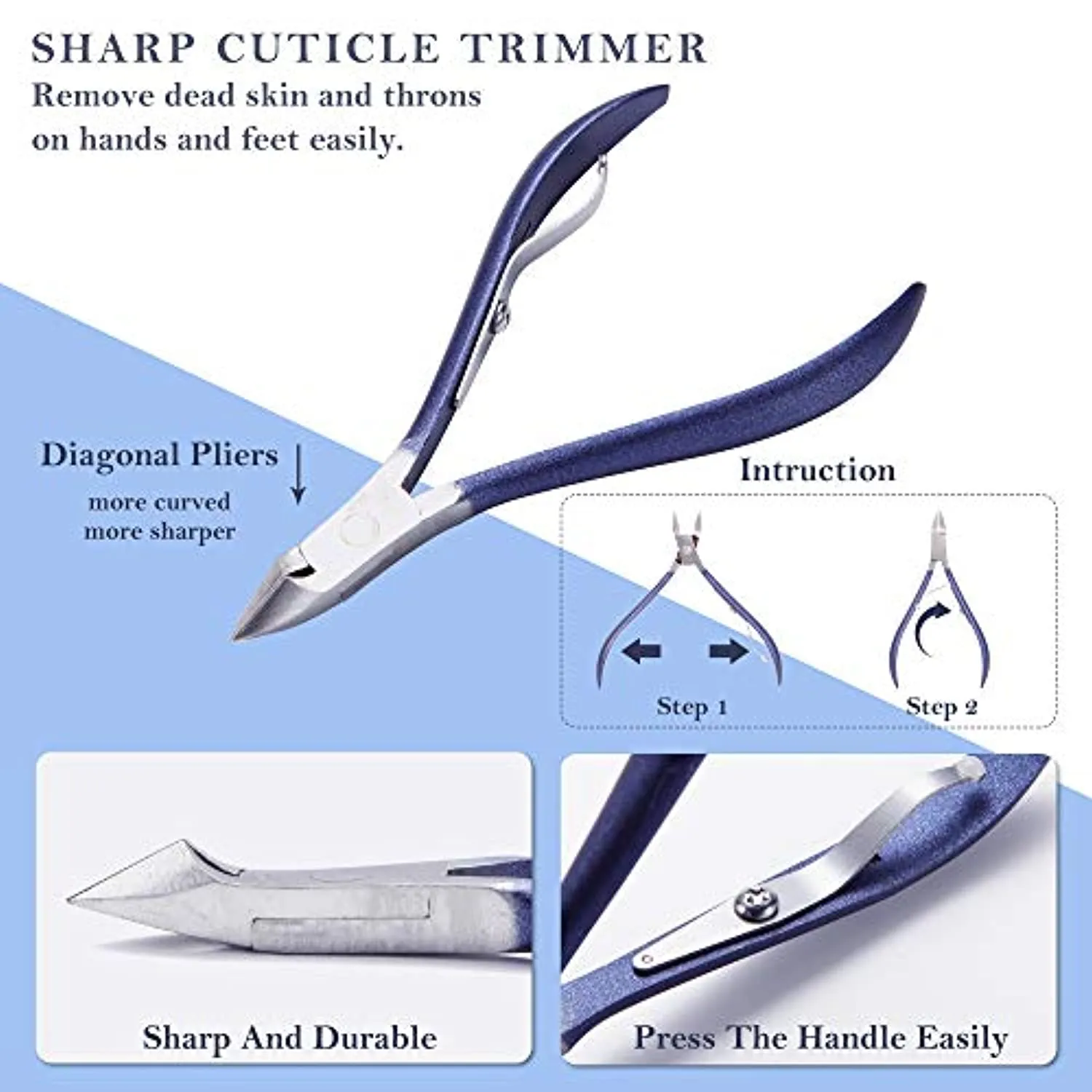 Manicure Set Professional pedicure manicure kit FUNNHAOO Stainless steel Nail clippers Grooming Kit With lightweight and beautiful Travel Case (18in1 Blue)