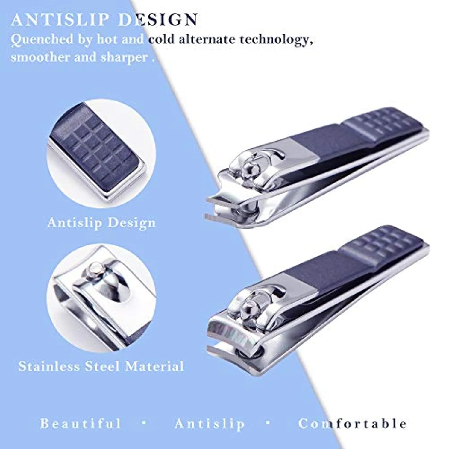 Manicure Set Professional pedicure manicure kit FUNNHAOO Stainless steel Nail clippers Grooming Kit With lightweight and beautiful Travel Case (18in1 Blue)