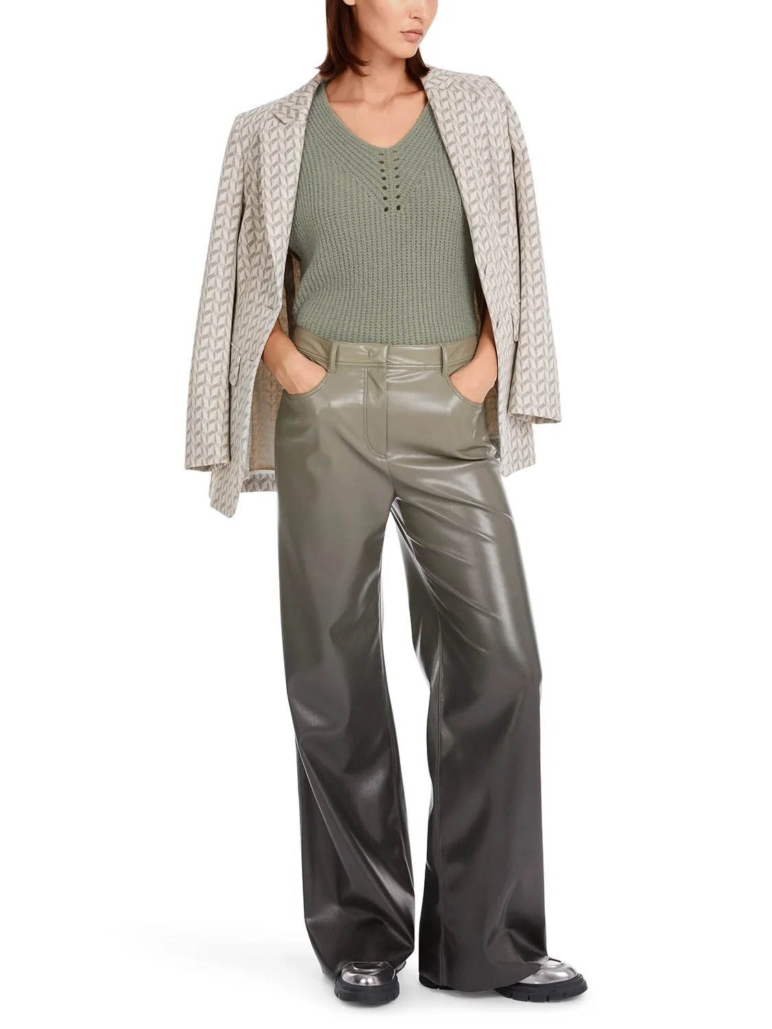 Marc Cain  WARRI fun leather trousers YC 81.36 J25 - Pre-Order May Delivery