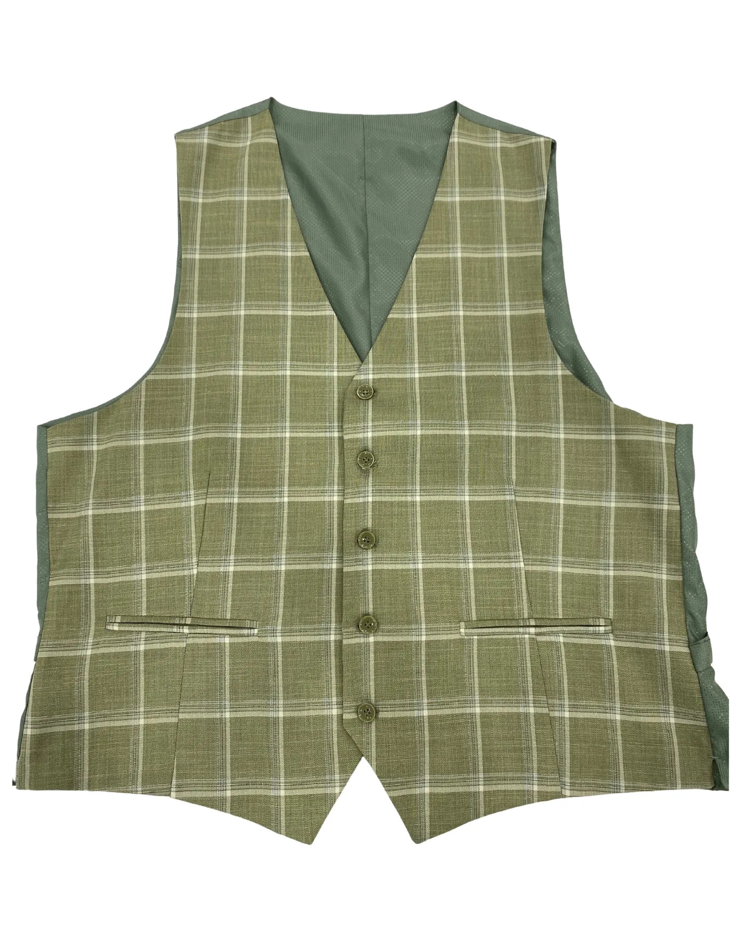 Mazari Plaid Performance Stretch Vest - Sage Green