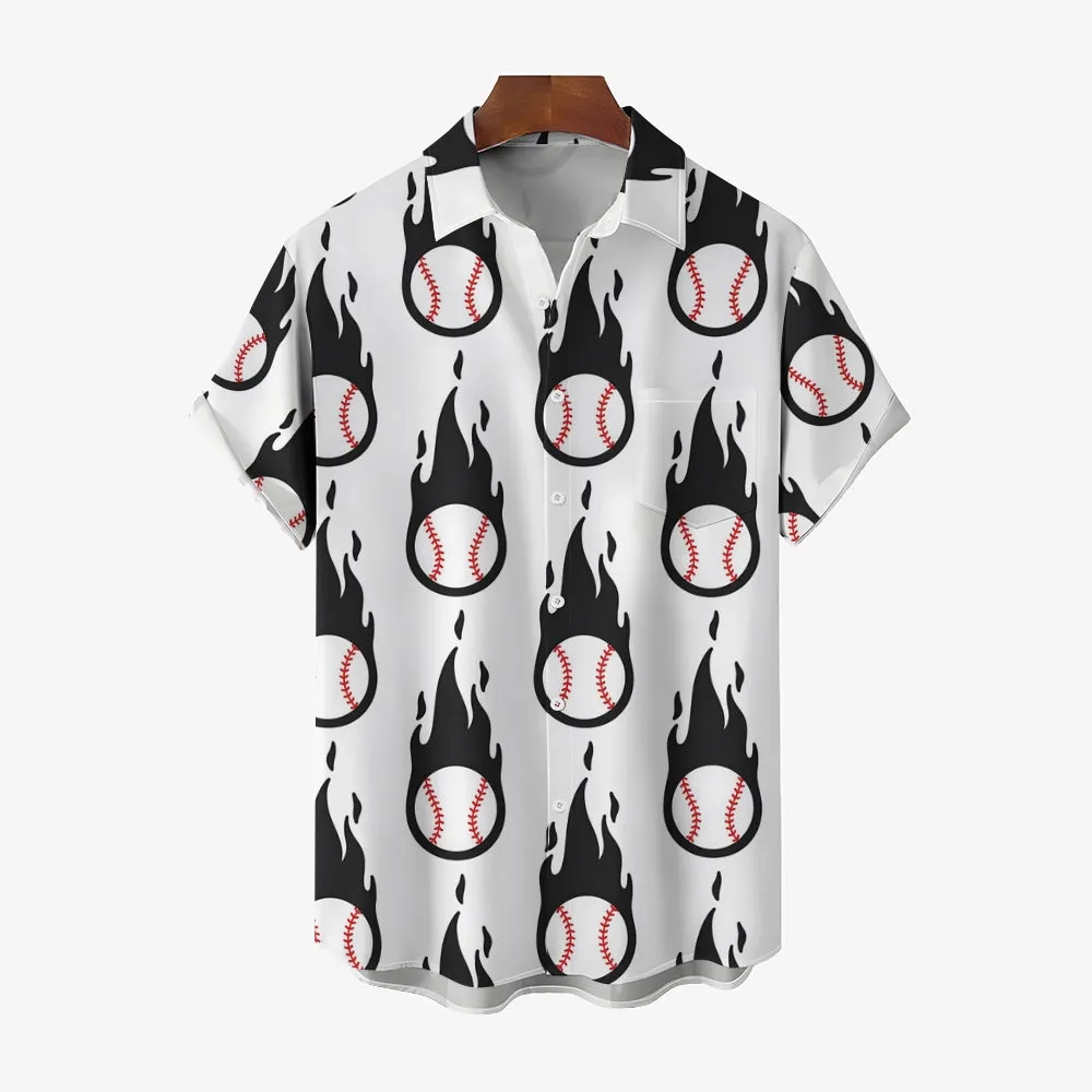 Men's Baseball Elements Casual Short Sleeve Shirt 2403000840