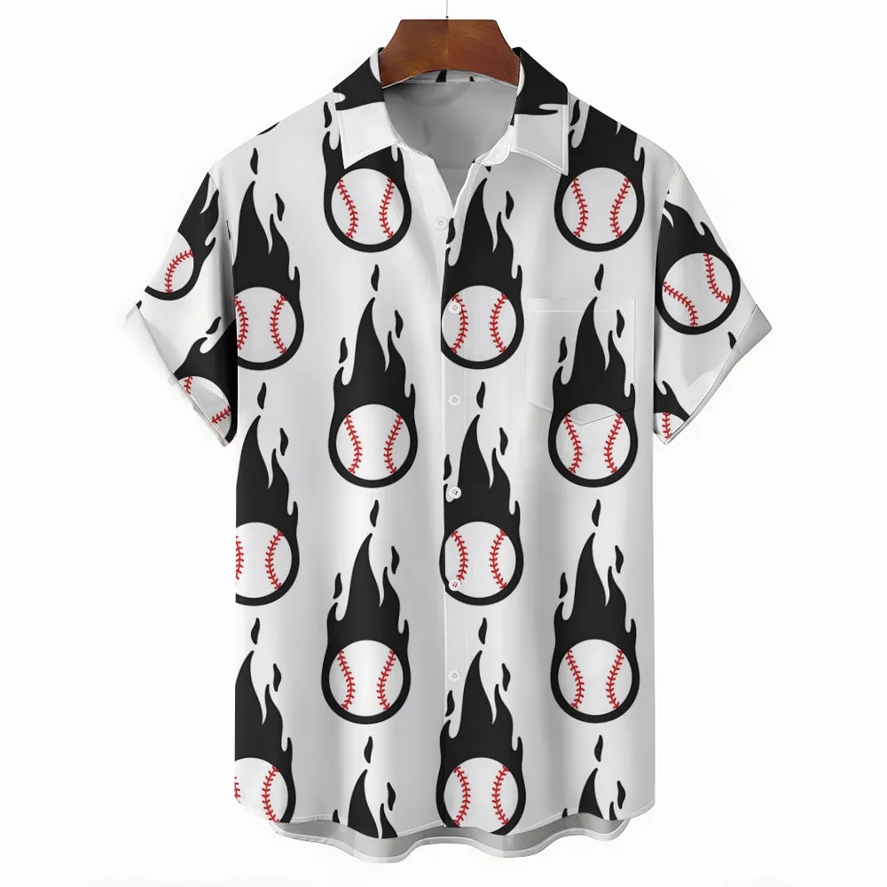 Men's Baseball Elements Casual Short Sleeve Shirt 2403000840