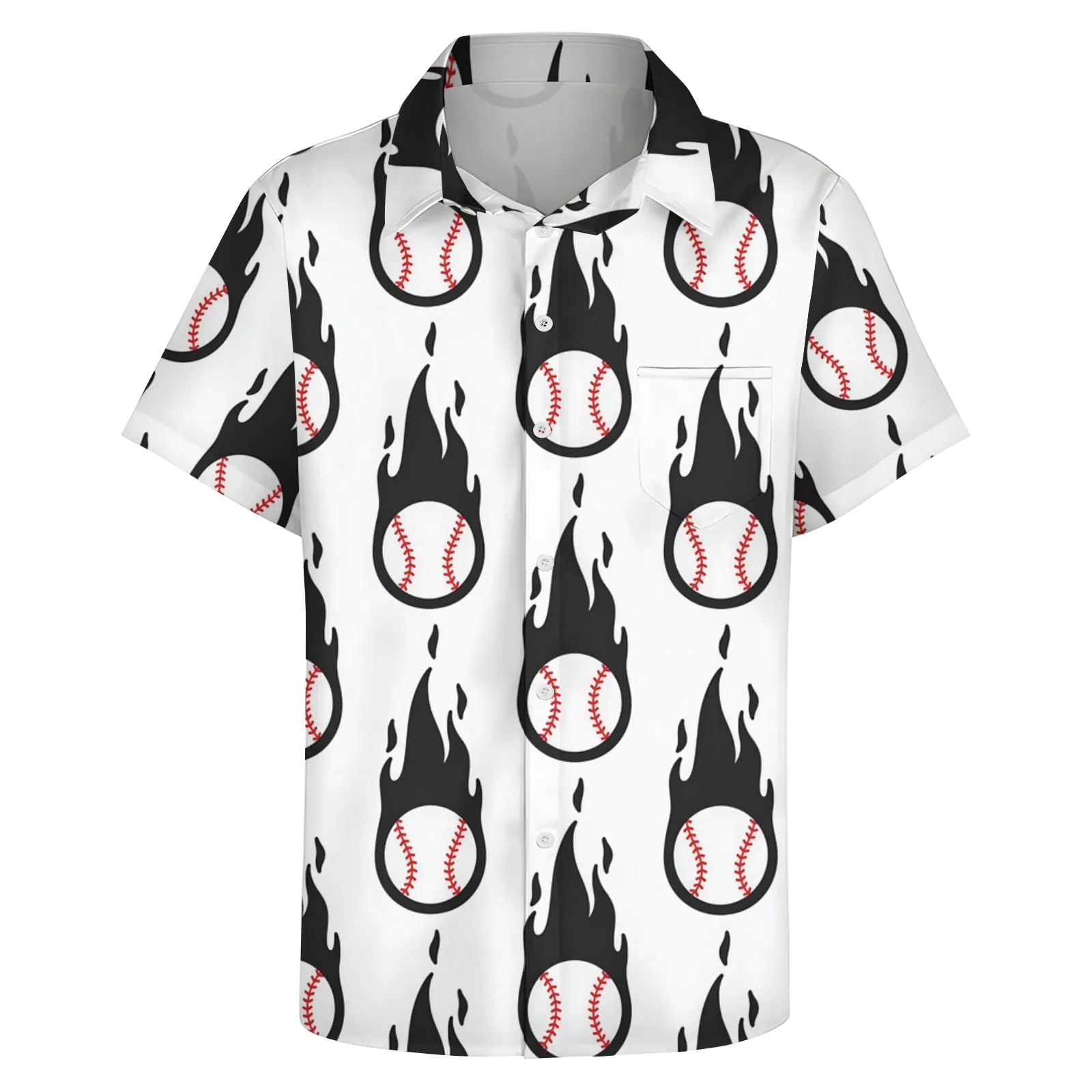 Men's Baseball Elements Casual Short Sleeve Shirt 2403000840