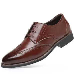 Mens Brown Premium Leather Dress Shoes -Oxford Lace Up Style Walking Shoes