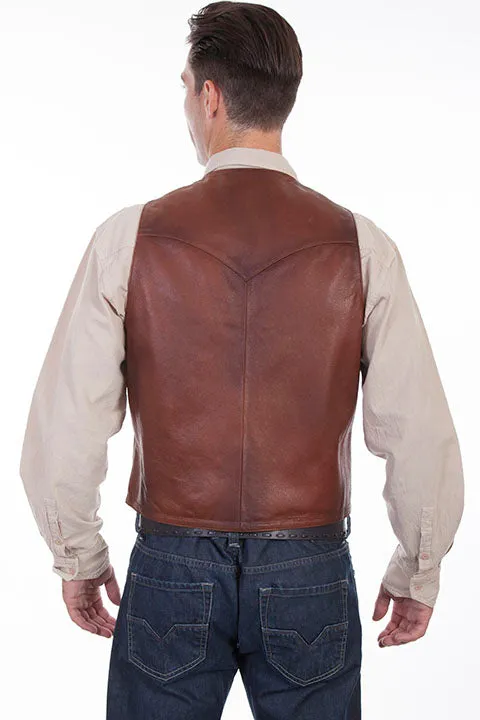 Men's Leather Vest Collection: Scully Western Classic Button Front, Brown