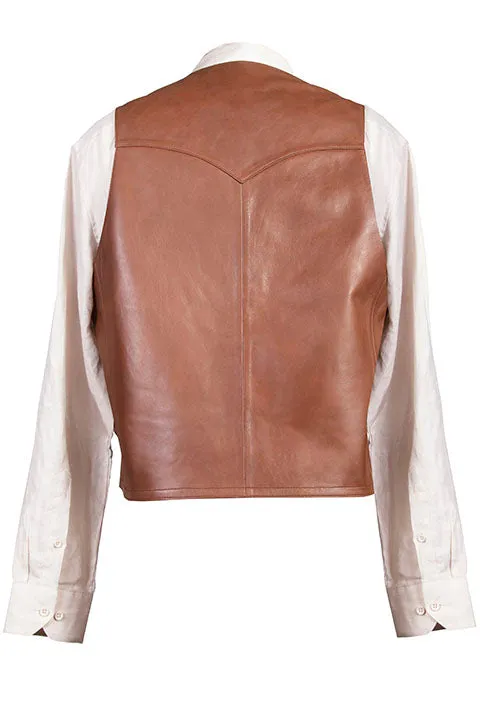 Men's Leather Vest Collection: Scully Western Lambskin, Button Front, Antique Brown