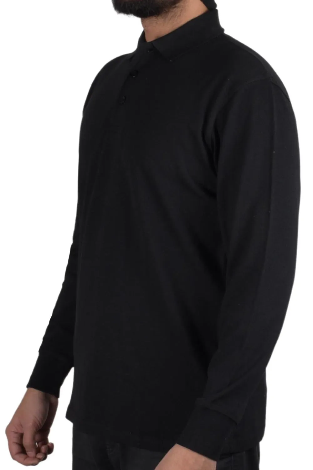 Mens Long Sleeve Polo Collar Shirt