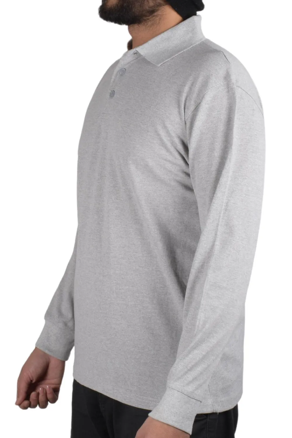 Mens Long Sleeve Polo Collar Shirt