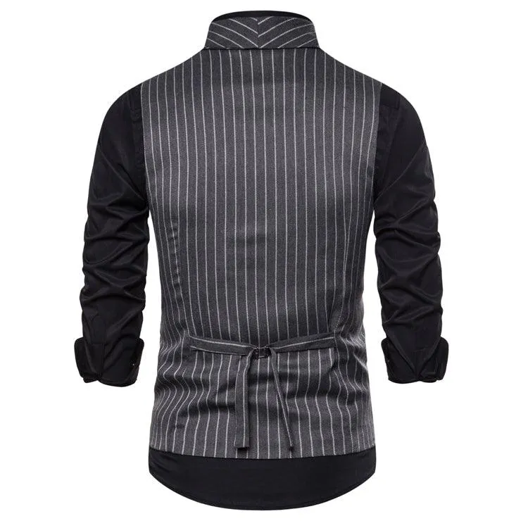 Mens Waistcoat Stripe Plaid Formal Suit Vest Men Casual Double Breasted Sleeveless Gilet Male Business Formal Dress Vest