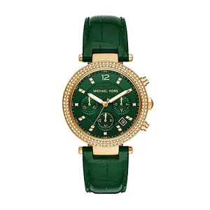 Michael Kors Analog Men's Watch Gold Plated Leather Strap - MK6985