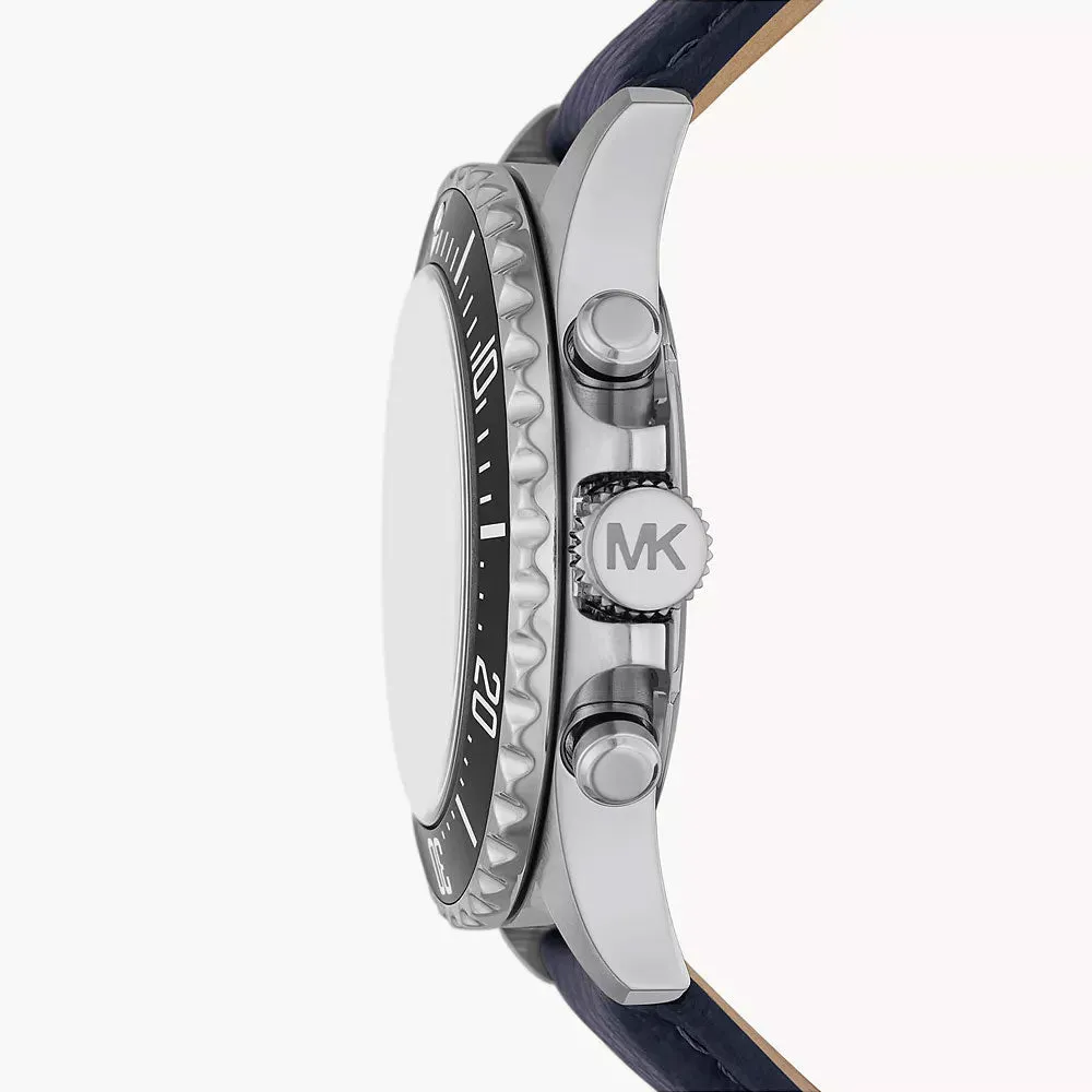 Michael Kors Everest Chronograph Navy Leather Men's Watch - MK9091