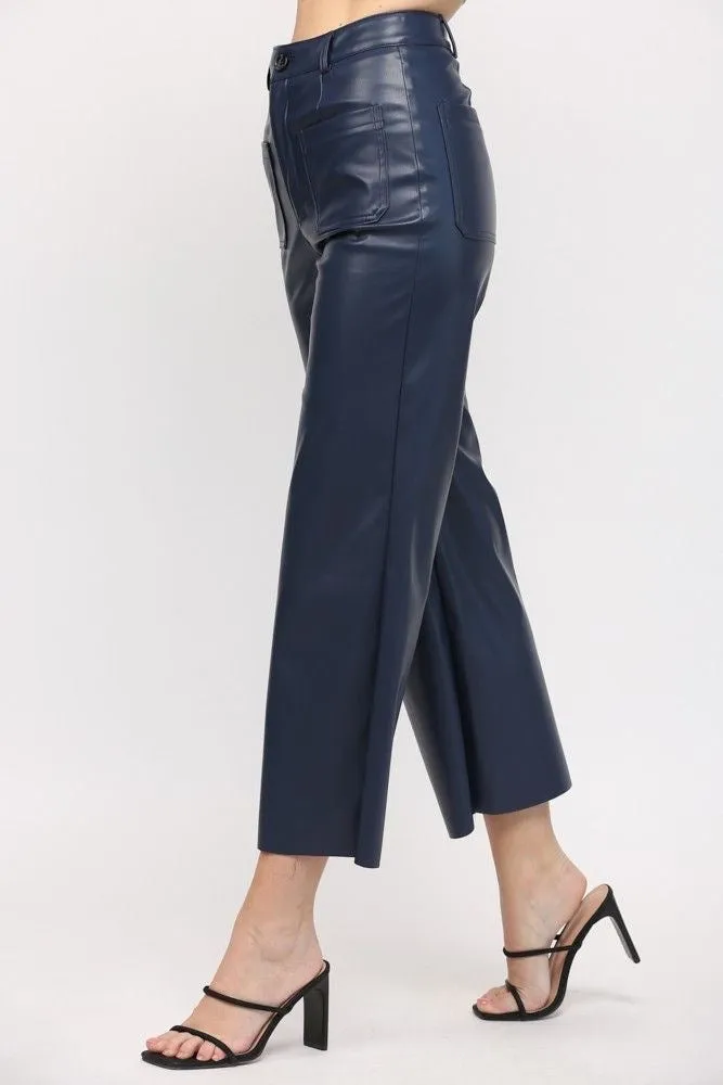 Midnight Cropped Faux Leather Pants