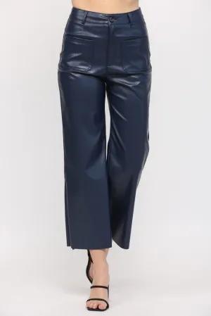 Midnight Cropped Faux Leather Pants