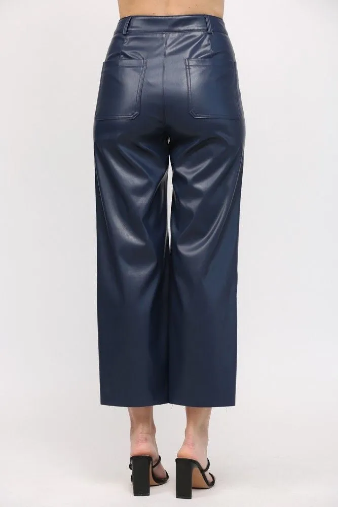 Midnight Cropped Faux Leather Pants