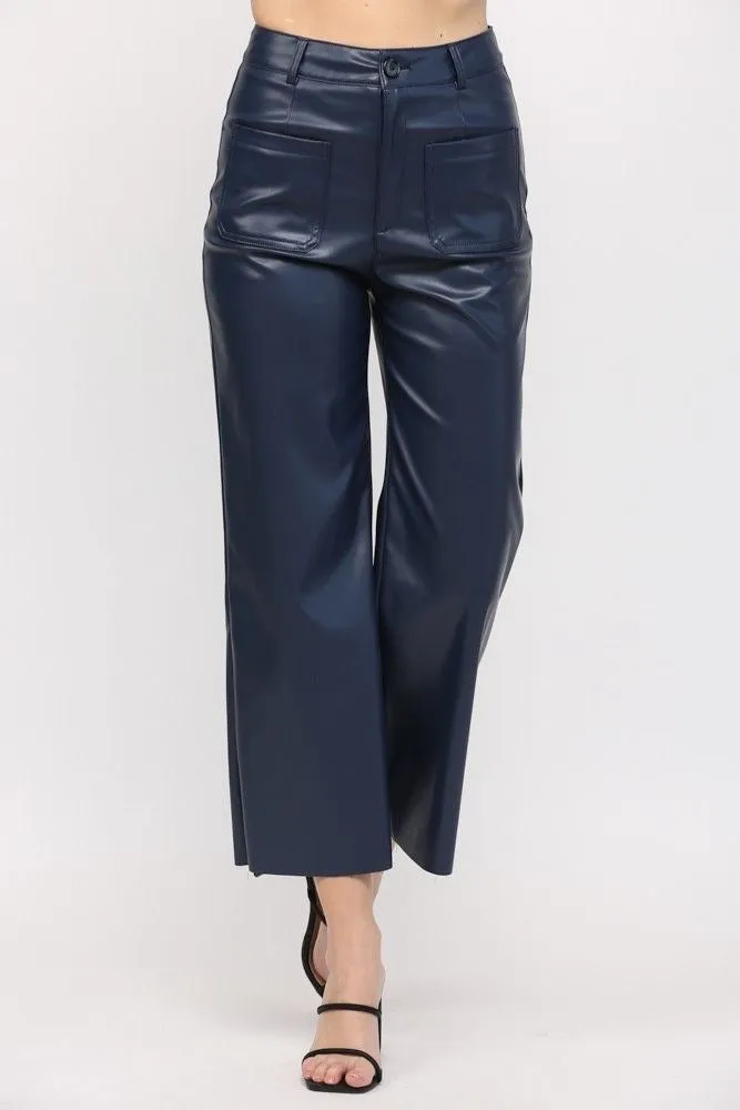 Midnight Cropped Faux Leather Pants