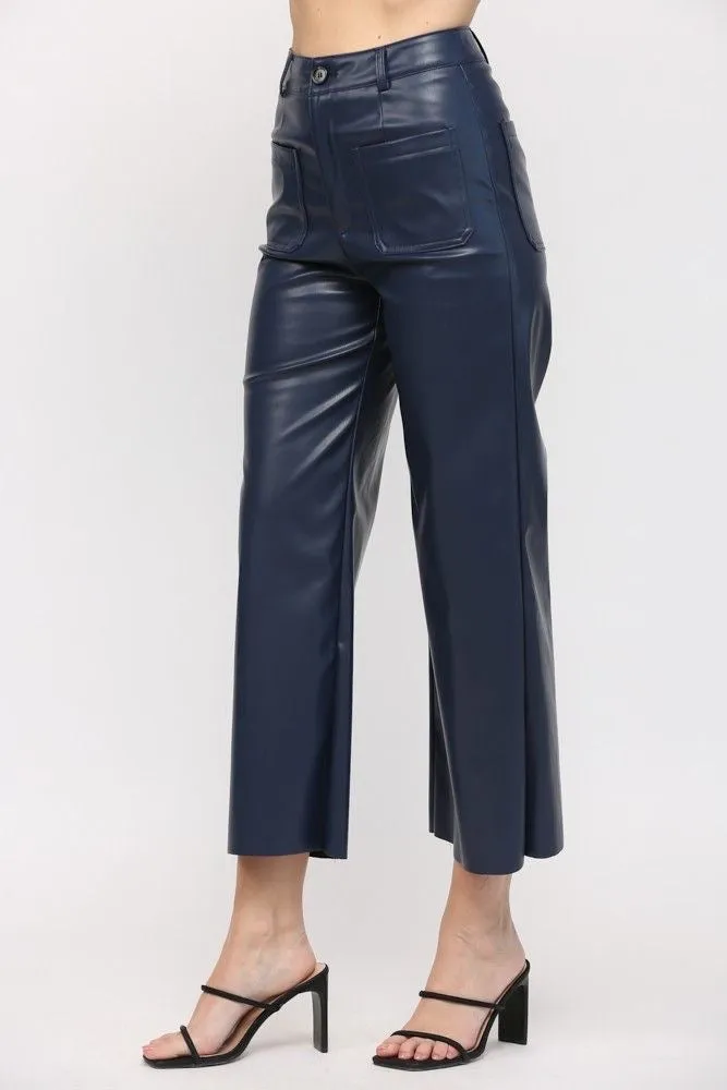 Midnight Cropped Faux Leather Pants
