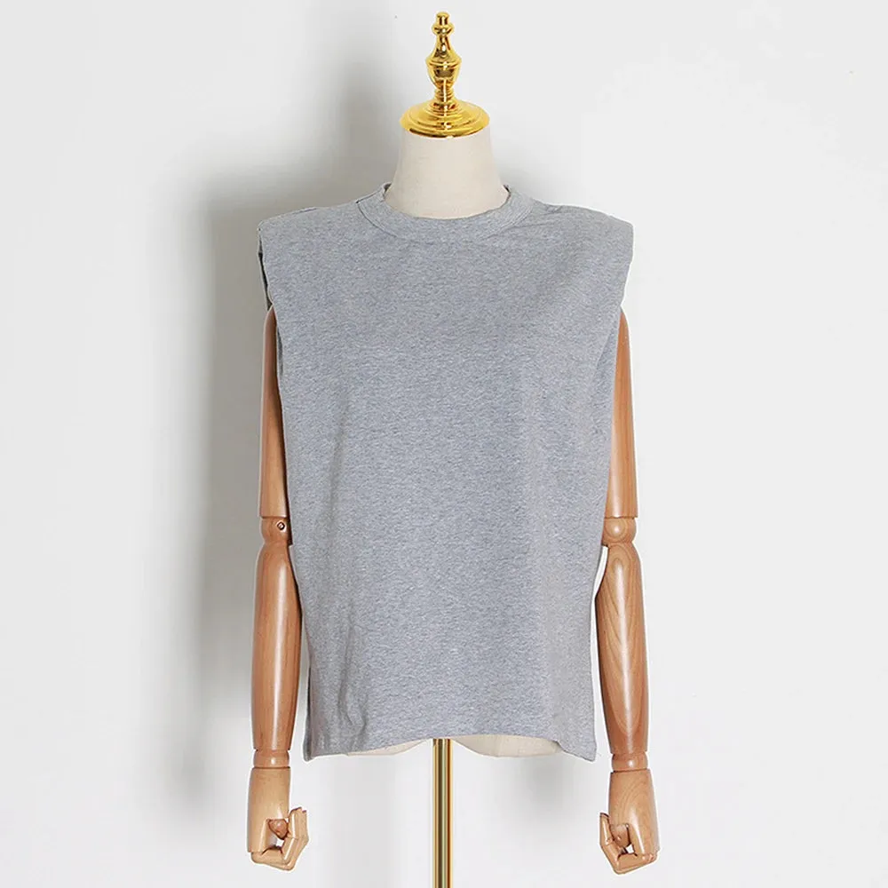 Minimalist Solid Tank Tops For Women Round Neck Sleeveless Casual Loose Pullover Vests Female Fashion Clothing Style 2023