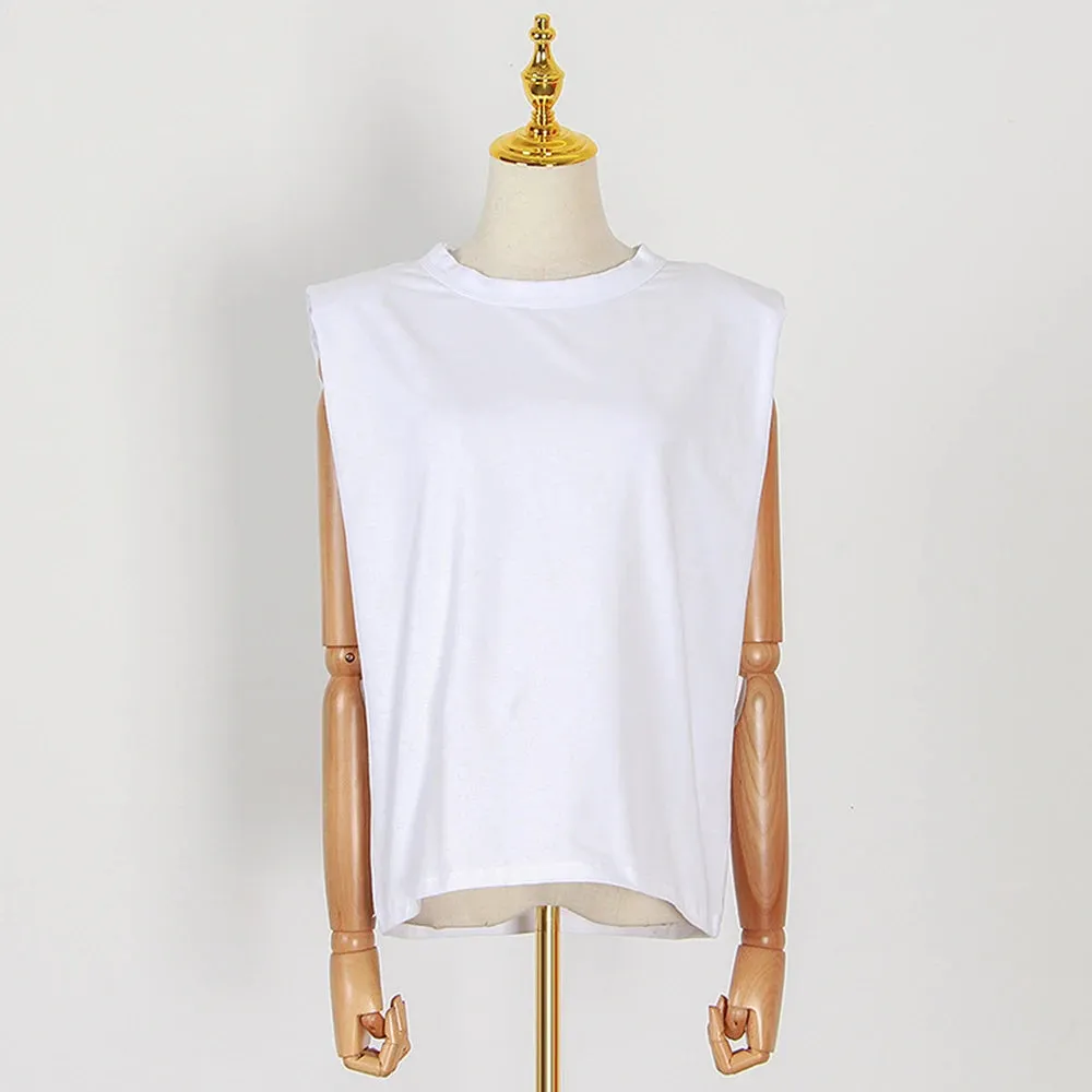 Minimalist Solid Tank Tops For Women Round Neck Sleeveless Casual Loose Pullover Vests Female Fashion Clothing Style 2023