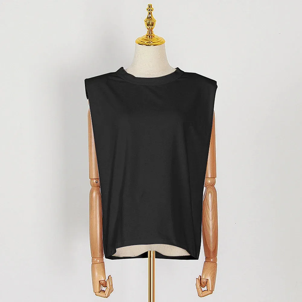 Minimalist Solid Tank Tops For Women Round Neck Sleeveless Casual Loose Pullover Vests Female Fashion Clothing Style 2023