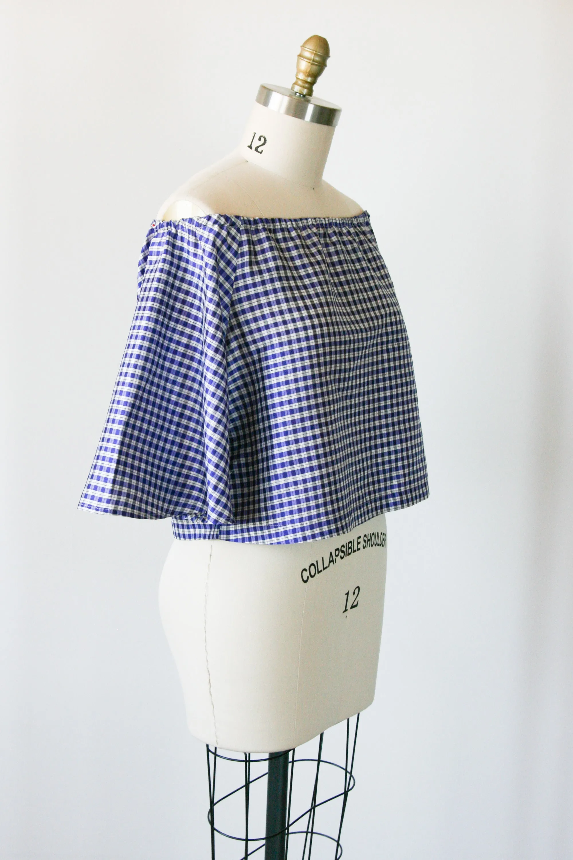 Mora Top RTW in Purple/White Plaid Silk