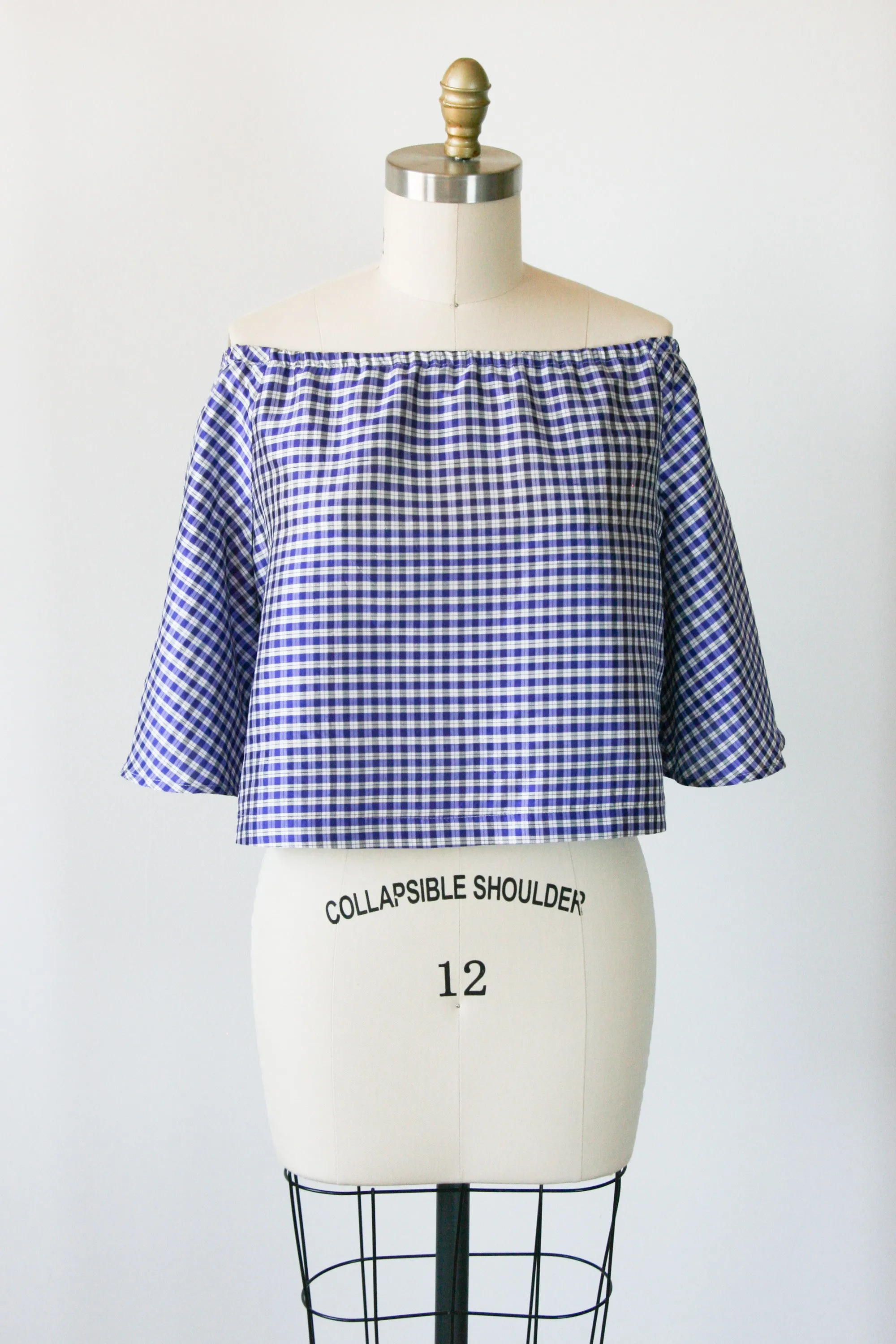 Mora Top RTW in Purple/White Plaid Silk