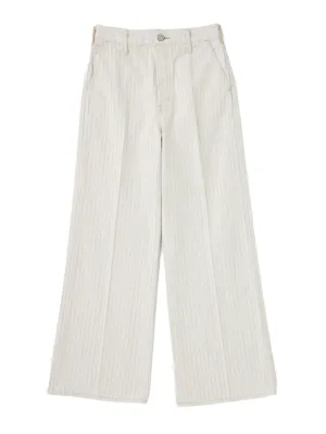 Moussy Vintage Coram Center Press Wide Leg Pant in Mix White