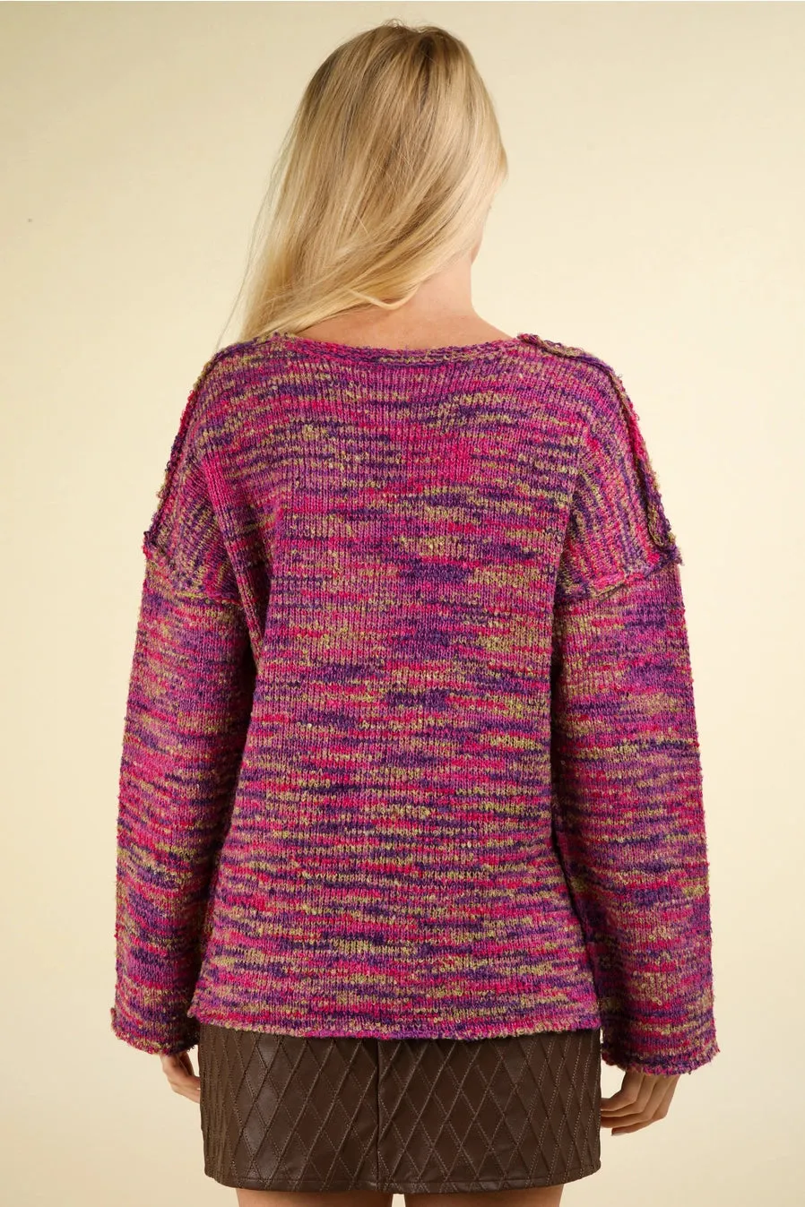 Multi Color Magenta Y2K Sweater